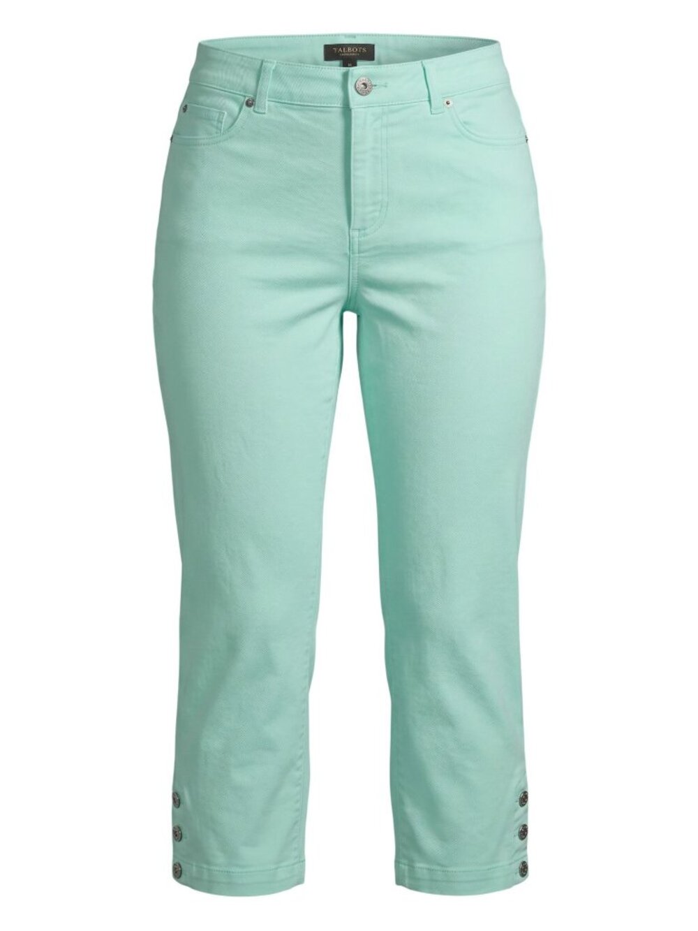 Talbots Womens Mint Green Cropped Pants With Button Accents Size 16